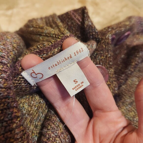 CB Women’s Small Purple Gradient Cowl-Neck Tunic Sweater Button Detail - Picture 4 of 9